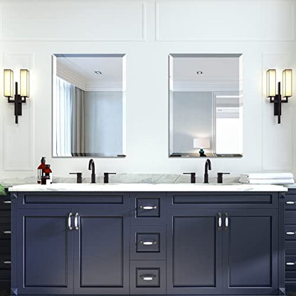 Beveled Mirror 20x28 Frameless Bathroom Wall Mirror Shatterproof | Modern Wall Mount Vanity Mirror, Hangs Horizontally or Vertically, for Over Sink, Living Room, Bedroom, Upgraded Packing - size: 28"L x 20"W