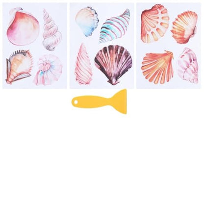 6 Pages Bathtub Sea Stickers Bulk Non Slip Bathtub Stickers with Scraper Plastic Adhesive Ocean Animal Conch Pattern Slippery Floor Decal for Shower and Bath Tub Home Decorations Gift Adults - style: Shell 3