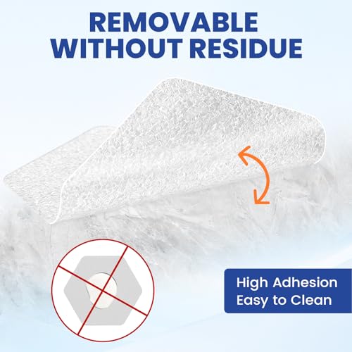 36 PCS Shower Anti Slip Stickers, Shower Floor Grip Bathtub Non Slip Stickers also for Stairs, Upgraded Textured Surface|Smooth Rubber Track Feel -- Skin-Friendly & Better Grip, Clear Hex 3.15”
