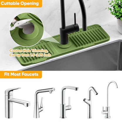 17.7'' Faucet Mat for Kitchen Sink Splash Guard[7° Slope Fast Self-draining][Snap Lock Fit] Folding Kitchen Sink Faucet Mat Splash Guard Kitchen Sink Area Water Splash Guard Behind Faucet Draining Mat - color: Green, size: 17.7" x 5.5"