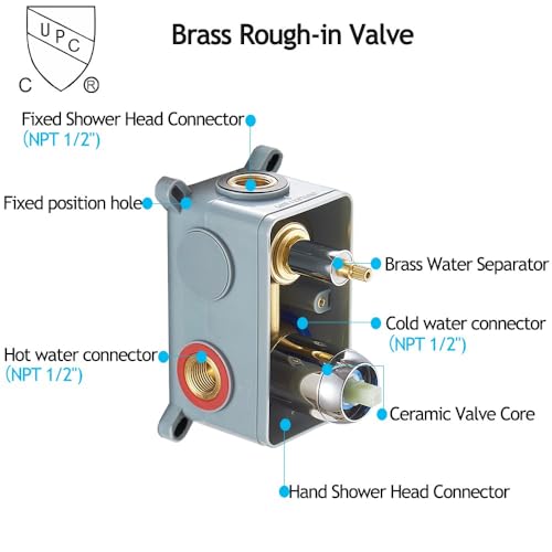 Shower System Polished Chrome Bathroom Rainfall Shower Faucet Set Complete Wall Mounted 8 Inch Shower Head and Handle Set with Rough-in Valve Body and Trim Kit - color: Polished Chrome, size: 8 Inch