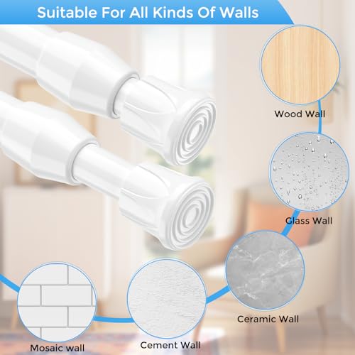 2 Pack Spring Tension Curtain Rod 17 to 28 Inch, DIY Small Curtain Rods No Drill for Window Cupboard Closet Kitchen Cabinets, White - color: White, size: 17" to 28"-2Pcs