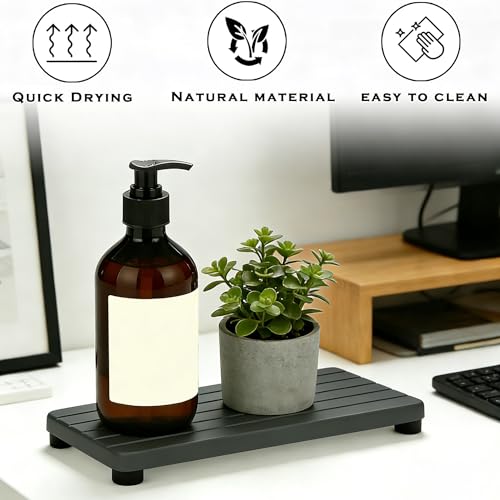 2PCS Stone Drying Tray, Water Absorbing Stone Tray for Sinks, Neat Diatomite Sink Trays, Fast Drying Kitchen Sponge Hand Soap Holder, Instant Dry Sink Coasters Used for Bathroom Counter -Dark Gray - color: 2pcs Dark Gray 5stripes