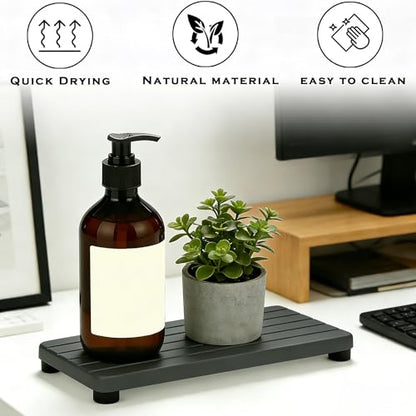 2PCS Stone Drying Tray, Water Absorbing Stone Tray for Sinks, Neat Diatomite Sink Trays, Fast Drying Kitchen Sponge Hand Soap Holder, Instant Dry Sink Coasters Used for Bathroom Counter -Dark Gray - color: 2pcs Dark Gray 5stripes