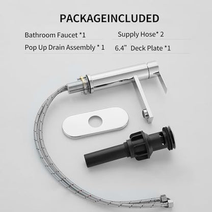 Bathroom Faucet Single Hole Single Handle Vanity Faucet | Modern Chrome Bathroom Faucet with Pop-Up Drain, Suitable for 1 Hole or 3 Hole Sink, Suitable for RV Etc Bathroom - color: Chrome