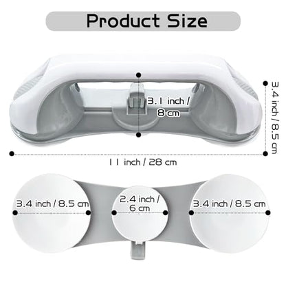 Grab Bars for Bathtubs Showers - 2 Pack Bath Shower Handles for Senior with 3 Suction Cups, 11 Inch Bathroom Heavy Duty Safety Grip Bar, Removable No Drilling Handrail Handicap for Elderly