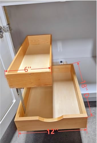 2-Tier Pull Out Drawer Organizer, Sliding Shelf Storage for Kitchen, Bathroom, Under Sink Cabinet (12" Width) - size: 12''W*18''D-B