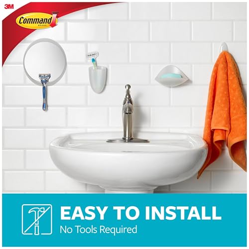 Command Soap Dish, 2-Pack of 1 Soap Holder, 2 Mounting Bases and 2 Medium Water Resistant Strips, 3.18" x 4.4" x 4.94", Damage Free Bathroom Organization, Holds up to 2 lb