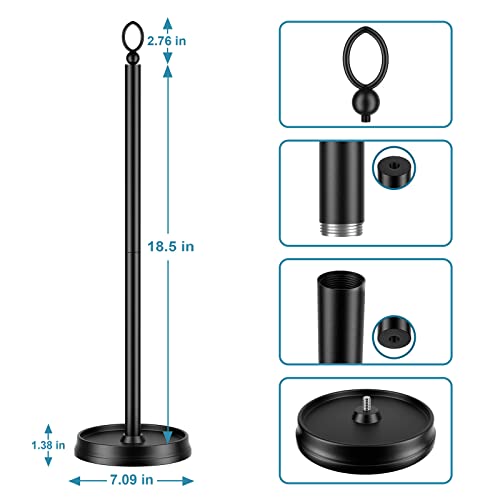 ROLABAM Heavy Weighted Toilet Paper Holder (with Reserve Function) Free Standing, Spare Toilet Paper Roll Storage Stand for Bathroom Total Height 22.5" ，Matte Black - color: Matte Black