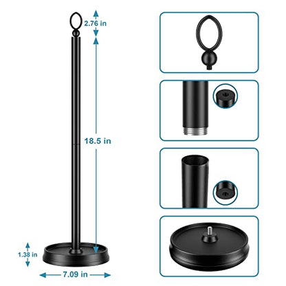 ROLABAM Heavy Weighted Toilet Paper Holder (with Reserve Function) Free Standing, Spare Toilet Paper Roll Storage Stand for Bathroom Total Height 22.5" ，Matte Black - color: Matte Black