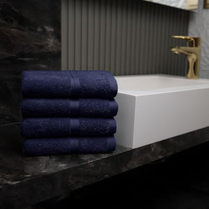 Extra Soft & Terry Cloth Washcloth Set of 4 (12" x 12") Hotel Quality, Versatile as Face Towels for Bathroom, Soft Washcloths, Hand Towels, Hotel Towels -%100 Cotton - Royal Blue - color: Royal Blue