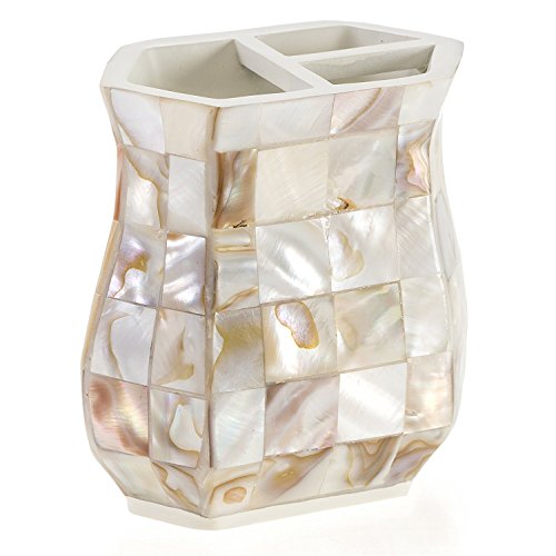 Milano Bathroom Toothbrush Holder - Decorative Bathroom Toothbrush Organizer Finished in Beautiful Mother of Pearl, 3 Slot Toothbrush Holder for Bathroom Fits Multiple Brushes - style: Toothbrush Holder
