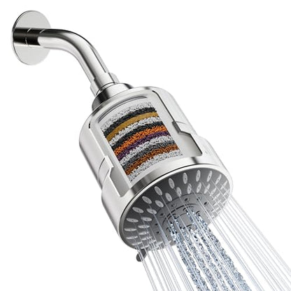 Mist Shower Filter Head for Hard Water Improves Skin, Hair, and Nails - 5 Modes High Output Filtered Shower Head with Filter Softens Water and Removes Chlorine and Heavy Metals, Chrome - style: 5-mode