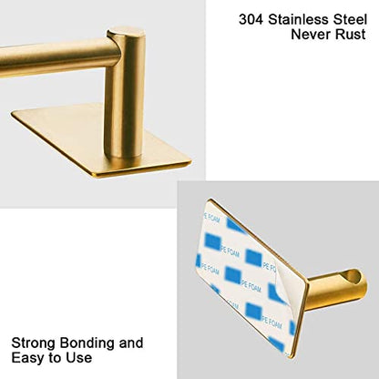 NearMoon Self Adhesive Bathroom Towel Bar- Stainless Steel Bath Wall Shelf Rack Hanging Towel Stick On Sticky Hanger Contemporary Style, NO Drilling (1 Pack, Brushed Gold, 16-Inch Towel Rack) - color: Brushed Gold, size: 16-Inch