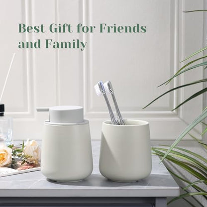 INGOFIN Ceramic Toothbrush Holder, 12 oz Grey Bathroom Toothpaste Cup | Toothbrush and Toothpaste Holder Cup for Bathroom Vanity and Hotel Countertop Organizer, for Cosmetic Makeup Office Pencils - color: Light Grey