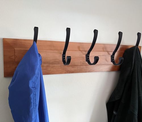 Coat Hooks for Wall, Heavy Duty Large Wall Hooks for Hanging Wall Mounted Metal Robe Hooks Utility Hooks for Coat, Scarf, Bag, Towel, Key, Cap, Cup, Hat (Black, 6 Pack)