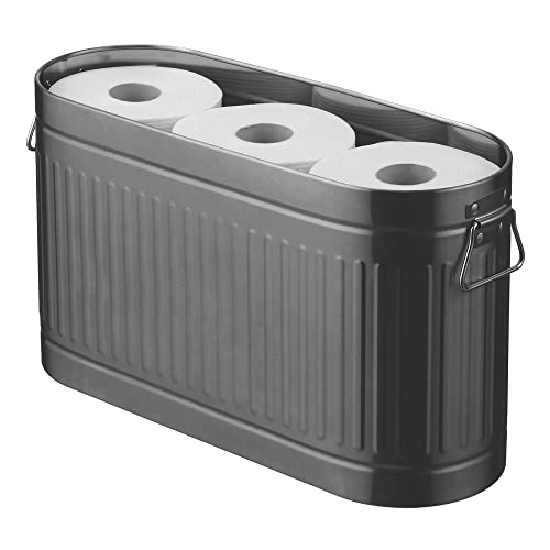 mDesign Large Steel Free Standing Toilet Paper Organizer, 6-Roll Tissue Storage Holder Container Bin for Bathroom Floor, Fits Under Sink, Vanity, Shelf, In Cabinet, Corner, Oscar Collection - Graphite - color: Graphite