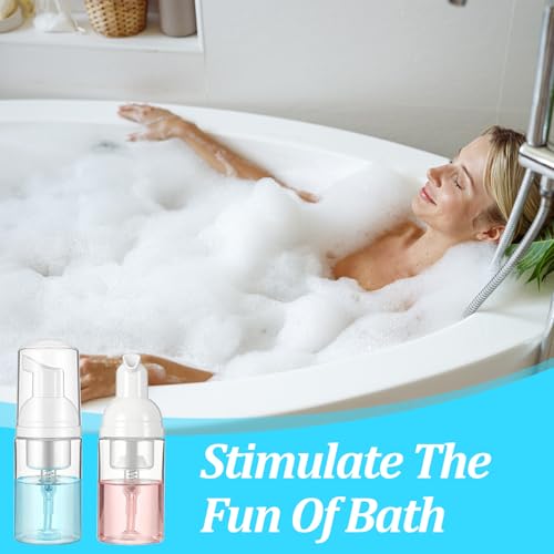 50Pcs Foam Pump Bottle 1oz Refillable Dispenser Bulk Travel Size Plastic Mini Empty Foaming Bottles 1 oz Portable Clear Foaming Pump Bottle for Lash Shampoo, Cleaning, Cosmetics (30ml)