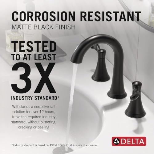Delta Faucet Esato Widespread Bathroom Faucet 3 Hole, Matte Black Bathroom Faucet, Bathroom Sink Faucet, Drain Assembly Included, Matte Black 35897LF-BL - color: Matte Black