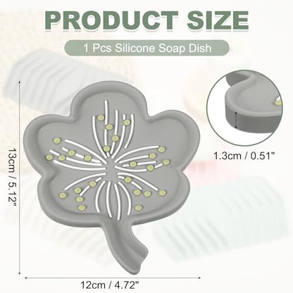 uxcell Silicone Soap Dish with Drain Spout, Portable Self Draining Flower Shape Soap Saver Holder for Bathroom Kitchen Sink, Gray - color: Gray