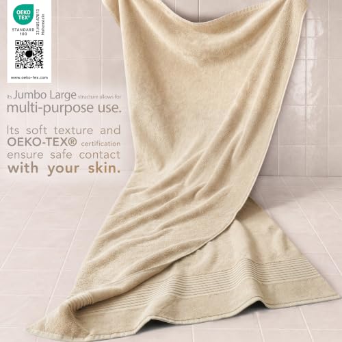 Cotton Paradise 100% Cotton Turkish Towel Set, Soft Absorbent Quick Dry, 2 Piece 35x70 Bath Sheet Set, Beige - color: Beige, size: 35"x70"