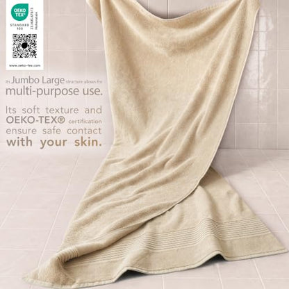 Cotton Paradise 100% Cotton Turkish Towel Set, Soft Absorbent Quick Dry, 2 Piece 35x70 Bath Sheet Set, Beige - color: Beige, size: 35"x70"