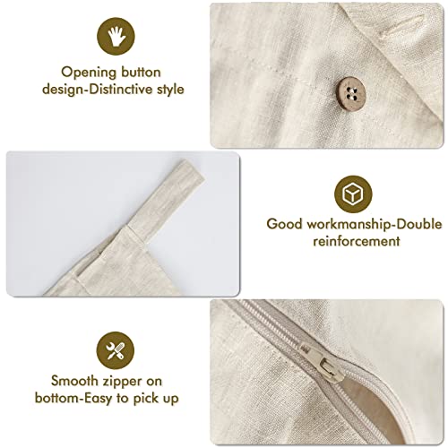 Linen Hanging Laundry Bag, 100% Linen Over The Door Laundry Hamper with Buttons and Zipper, Space Saving Door Hampers for Laundry Dirty Clothes Home Travel, Linen - color: Linen