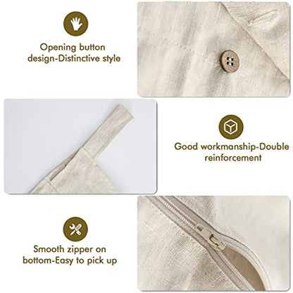 Linen Hanging Laundry Bag, 100% Linen Over The Door Laundry Hamper with Buttons and Zipper, Space Saving Door Hampers for Laundry Dirty Clothes Home Travel, Linen - color: Linen