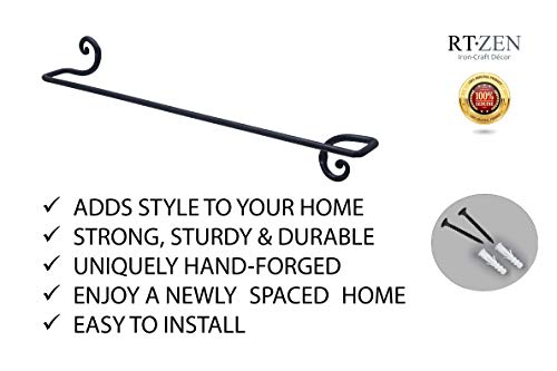 Farmhouse Bathroom Towel Holder Wall Mount, Matte Black Decoration | Wrought Iron Metal Towel Bar Rod, Handmade Home Decor Kitchen Hanger Organizer (24'' - Fits 24 Inch Towels) - size: Large, style: Swirl
