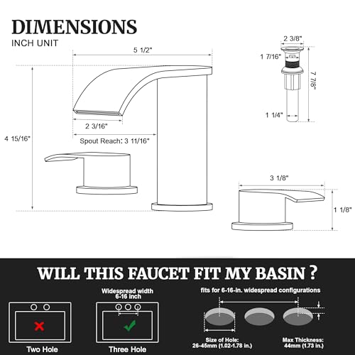 Ultimate Unicorn 8 inch Bathroom Faucet Oil Rubbed Bronze, Waterfall Bathroom Sink Faucet with Metal Pop-up Drain Stopper and 2 Supply Hoses,2 Handle Widespread Faucets for Vanity Sink 3 Holes | Bathroom Sink Faucet with Metal Pop-up Drain Stopper and 2 S