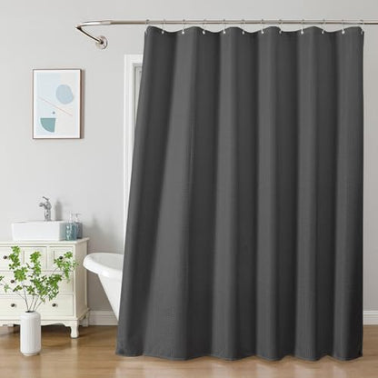 2-in-1 Waterproof Fabric Shower Curtain - No Separate Liner Needed, Hotel-Style Waffle Weave, Effortless Cleaning & Washable Bathroom Shower Curtain Set,72Wx78H,Chocolate Grey - color: Chocolate Grey, size: 72"W x 78"L (Pack of 1)