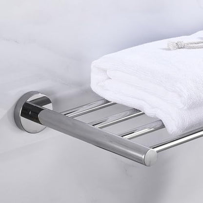 2-Tier Hotel Towel Racks for Bathroom, Wall Mounted Towel Shelf, 30 Inch Bathroom Towel Rack, Polished Chrome - color: Polished Chrome, size: 30 Inches
