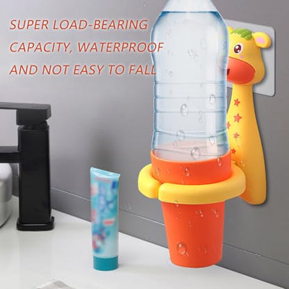 Kids Toothbrushes Holder Animal Tooth Cup Holder,Mouthwash Cup Rack for Children,Wall Mounted Sucker Toothpaste Storage Set Cute Household Toothpaste Rack No Punching Shelf Bracket with Cup (Fawn) - color: Fawn