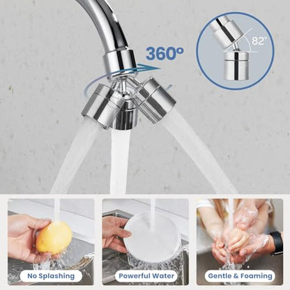 Airuida Chrome Polish Wall Mounted Kitchen Faucet,Utility Sink Faucet | 8 Inch Adjustable Center,360° Swivel Spout,Wall Mount Commercial Faucet,Double Cross Handle - color: Chrome Polish