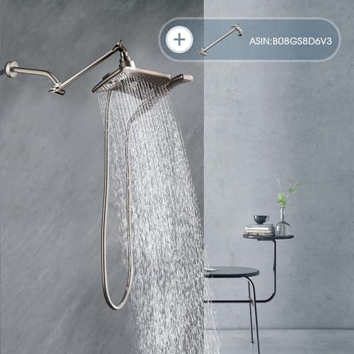 BRIGHT SHOWERS Shower Arm with Flange 10 Inches Solid Brass Shower Head Extension Arm, Wall Mounted Shower Pipe Arm for Rainfall Shower Head and Handheld Showerhead, Brushed Nickel - color: Brushed Nickel, style: Basic 10 Inch