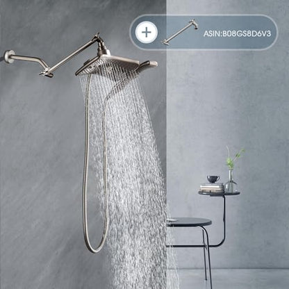 BRIGHT SHOWERS Shower Arm with Flange 10 Inches Solid Brass Shower Head Extension Arm, Wall Mounted Shower Pipe Arm for Rainfall Shower Head and Handheld Showerhead, Brushed Nickel - color: Brushed Nickel, style: Basic 10 Inch