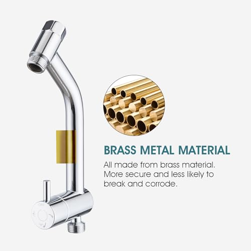PDPBath Brass Shower Arm Diverter with Adhesive Handheld Holder for Easy Reach, Upgrade Low 3-Way Diverter with Pause Setting, G1/2 Universal Connection - Chrome - color: Chrome-3