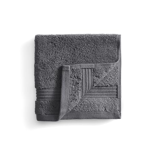Ted Baker 4-Pack Cotton Washcloth Set Soft Highly Absorbent 13x13 Dark Grey - color: Grey, size: Washcloth Set - 4 Piece