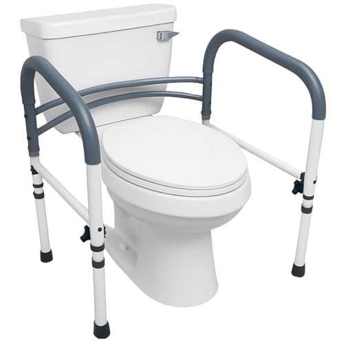Carex Toilet Safety Rails, Adjustable and Detachable Toilet Safety Frame with Handles for Elderly, Handicap, or Disabled, Heavy-Duty Non-Slip Bathroom Grab Bar, with Padded Handles and Aluminum Frame