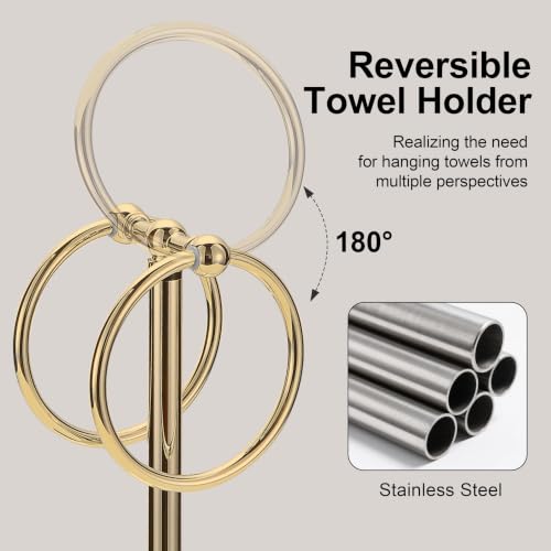 Adjustable Gold Towel Rack,Freestanding Bathroom Towel Holder - color: Gold