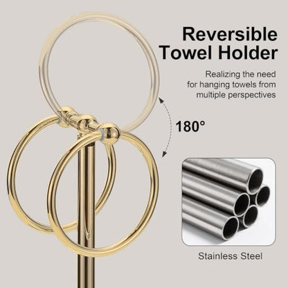 Adjustable Gold Towel Rack,Freestanding Bathroom Towel Holder - color: Gold