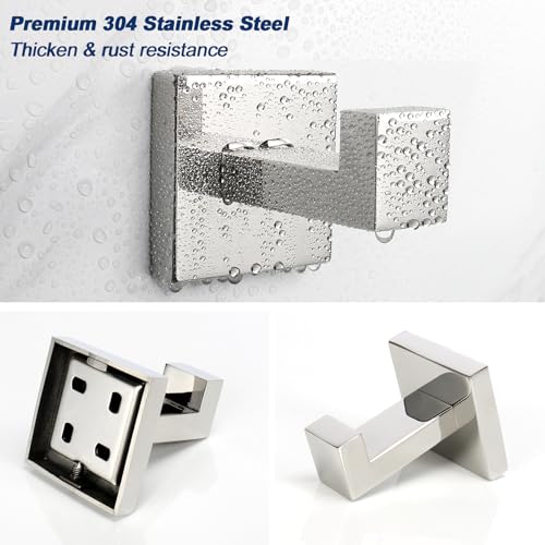 NearMoon Bath Towel Hooks -SUS304 Stainless Steel Square Clothes Robe Hooks Hanger, Heavy Duty Coat Hooks for Bathroom Livingroom Hotel Kitchen Garage, Wall Mounted (4 Pack, Chrome Finish) - color: Chrome Finish