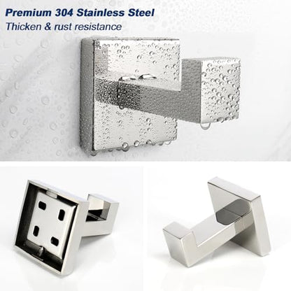 NearMoon Bath Towel Hooks -SUS304 Stainless Steel Square Clothes Robe Hooks Hanger, Heavy Duty Coat Hooks for Bathroom Livingroom Hotel Kitchen Garage, Wall Mounted (3 Pack, Chrome Finish) - color: Chrome Finish