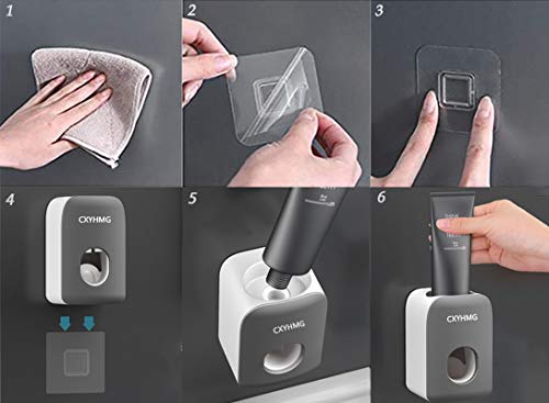 Automatic Toothpaste Dispenser for Kids, 2 PCS Toothpaste Squeezer for Kids & Family Shower Decor, is Wall Mounted Bathroom Accessories Organizer (Black, Pack-2)