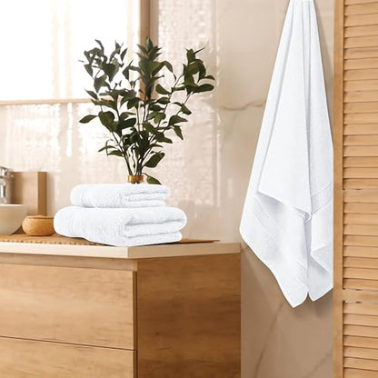 Belizzi Home Ultra Soft 3 Pack Cotton Towel Set, Contains a Bath Towel 28x55 inch, a Hand Towel 16x24 inch & a Wash Coth 12x12 inch, Ideal Everyday use, Compact & Lightweight - White - color: White, size: 3 Pack Towel Set