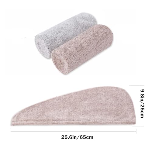 M-bestl 2 Pack Hair Towel Wrap,Rapid Carbon Fiber Hair Drying Towel with Buttons, Microfiber Hair Towel for Drying Curly Hair,Anti-frizz (Star Gray&Star Pink) - color: Star Gray& Star Pink