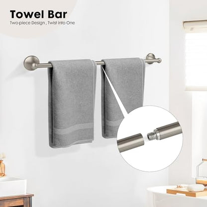 4-Piece Brushed Nickel Bathroom Hardware Accessories Set, 24 Inch Towel Bar, Towel Rack, Bathroom Towel Holder - color: Brushed Nickel