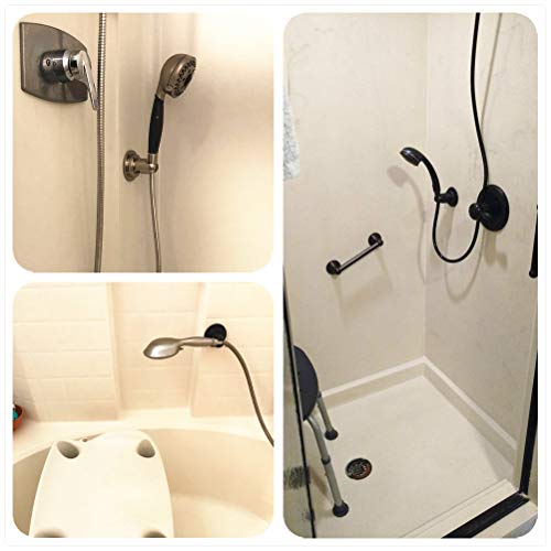 JiePai Suction Cup Shower Head Holder,Adjustable Handheld,Brushed Nickel | 20° adjustable angle,Removable,No-drill wall mount,fits 3/4 handheld,Works on tile glass metal,For bathroom/RV - color: Adjustable Holder-Brushed Nickel