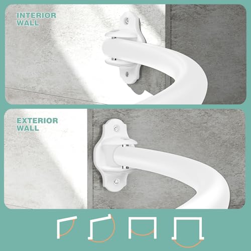 Mcrbeay Curved Shower Curtain Rod, Stainless Steel, Adjustable 40-72 inch | Heavy Duty, Extra Wide Round Shower Rod for Bathroom, Shower Stall, Bathtub, Rustproof, White - color: White, size: 40-72 Inches