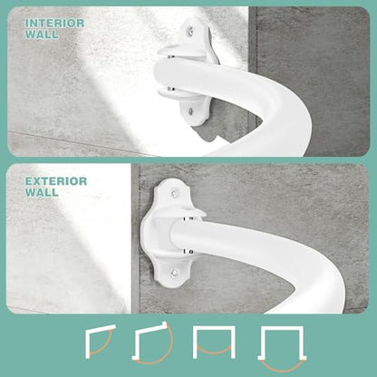 Mcrbeay Curved Shower Curtain Rod, Stainless Steel, Adjustable 40-72 inch | Heavy Duty, Extra Wide Round Shower Rod for Bathroom, Shower Stall, Bathtub, Rustproof, White - color: White, size: 40-72 Inches